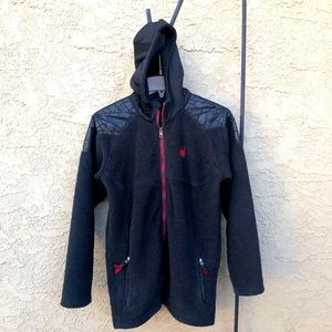Spyder Zip Front Hooded Fleece Jacket
